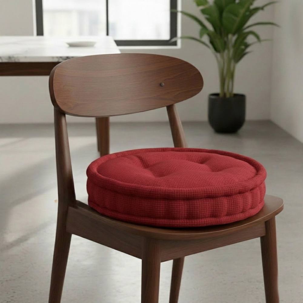 Snug City Teddy Fabric Round Booster Cushion Soft Seat Riser Pad Dining Chair in Red