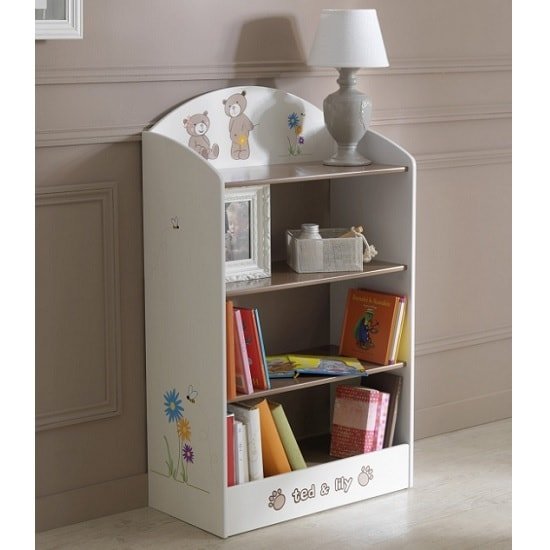 Britta Wooden Bookshelf In Chocolate And Beige