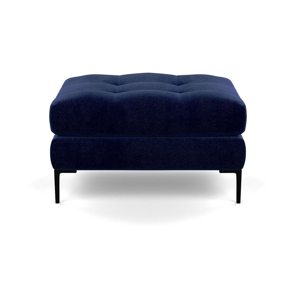 Heal's Eton Footstool Smart Luxe Velvet Midnight Black Feet