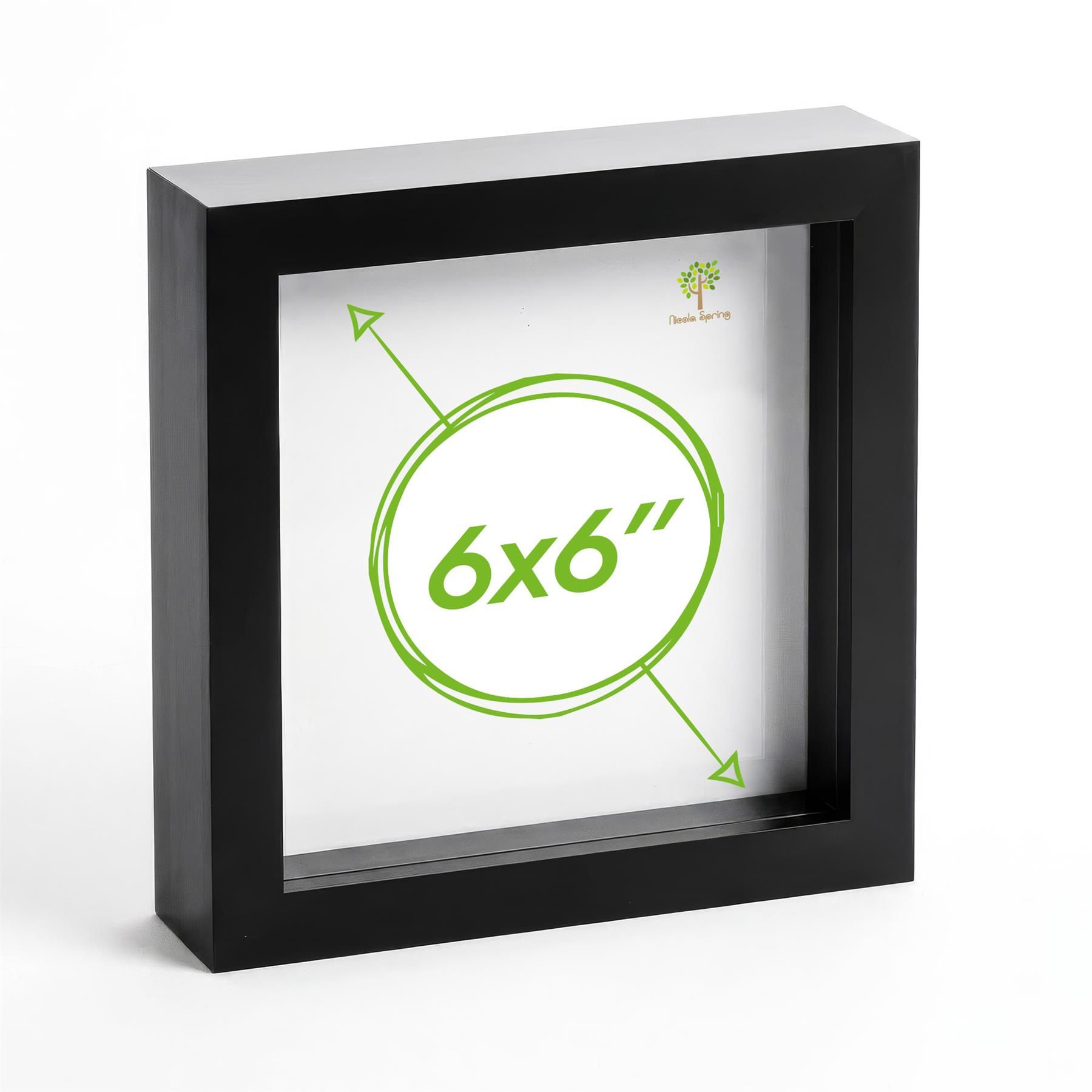 Nicola Spring 3D Box Photo Frame - 6" x 6" - Pack of 1 in Black