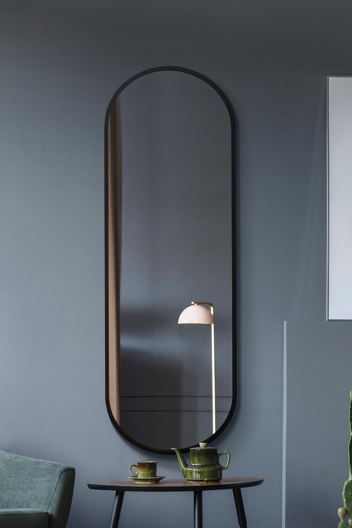 MirrorOutlet Black Metal Framed Double Arched Wall Mirror (180CM X 60CM)