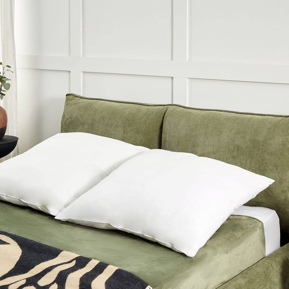 Wyld and Coco 2-Pack Japara Cotton Lyocell Pillows 80x80 Low Profile White