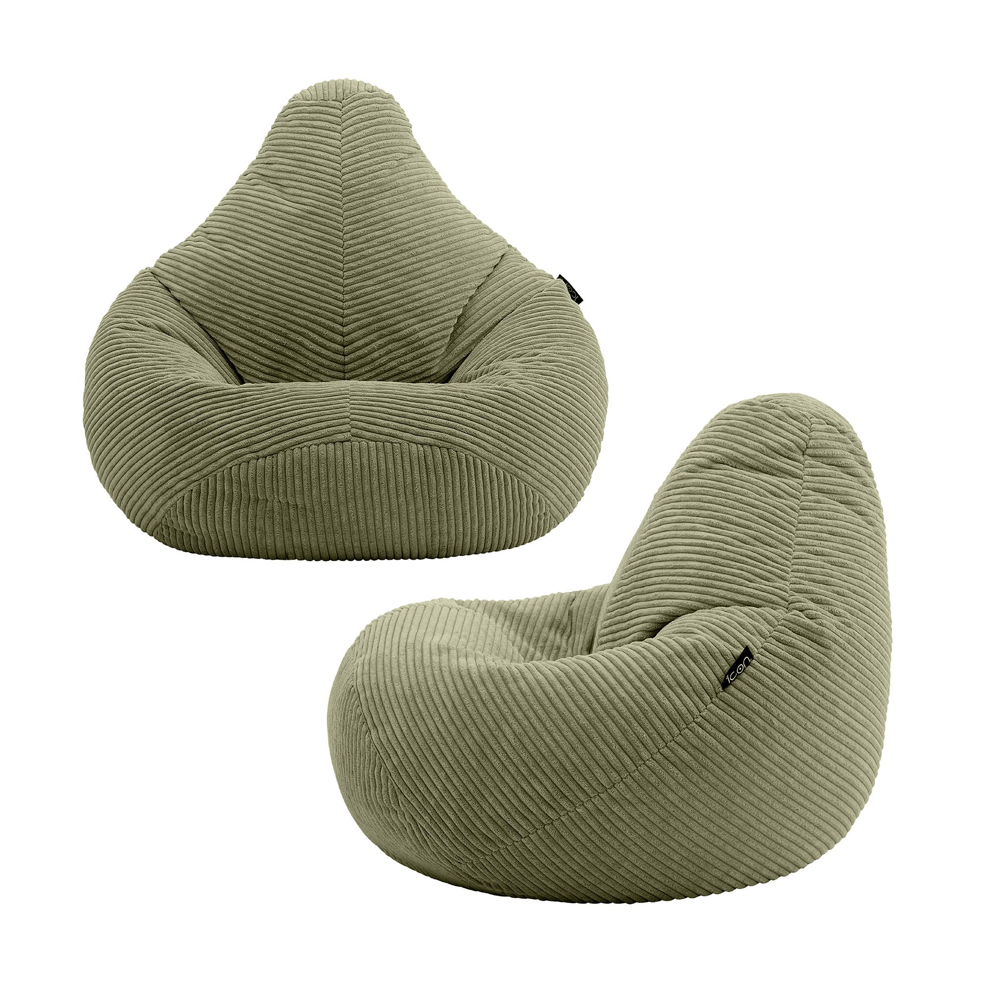 icon Dalton Cord Adult Bean Bag Chair, Set of 2 in Green