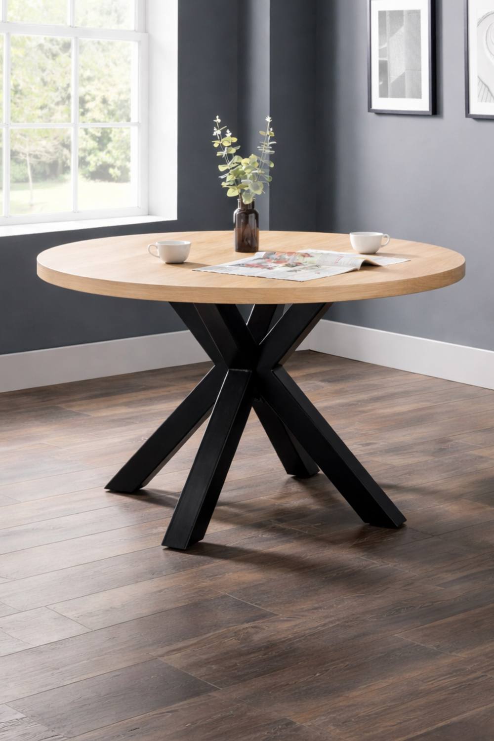 Julian Bowen Berwick Round 4 Seater Dining Table in Light Oak
