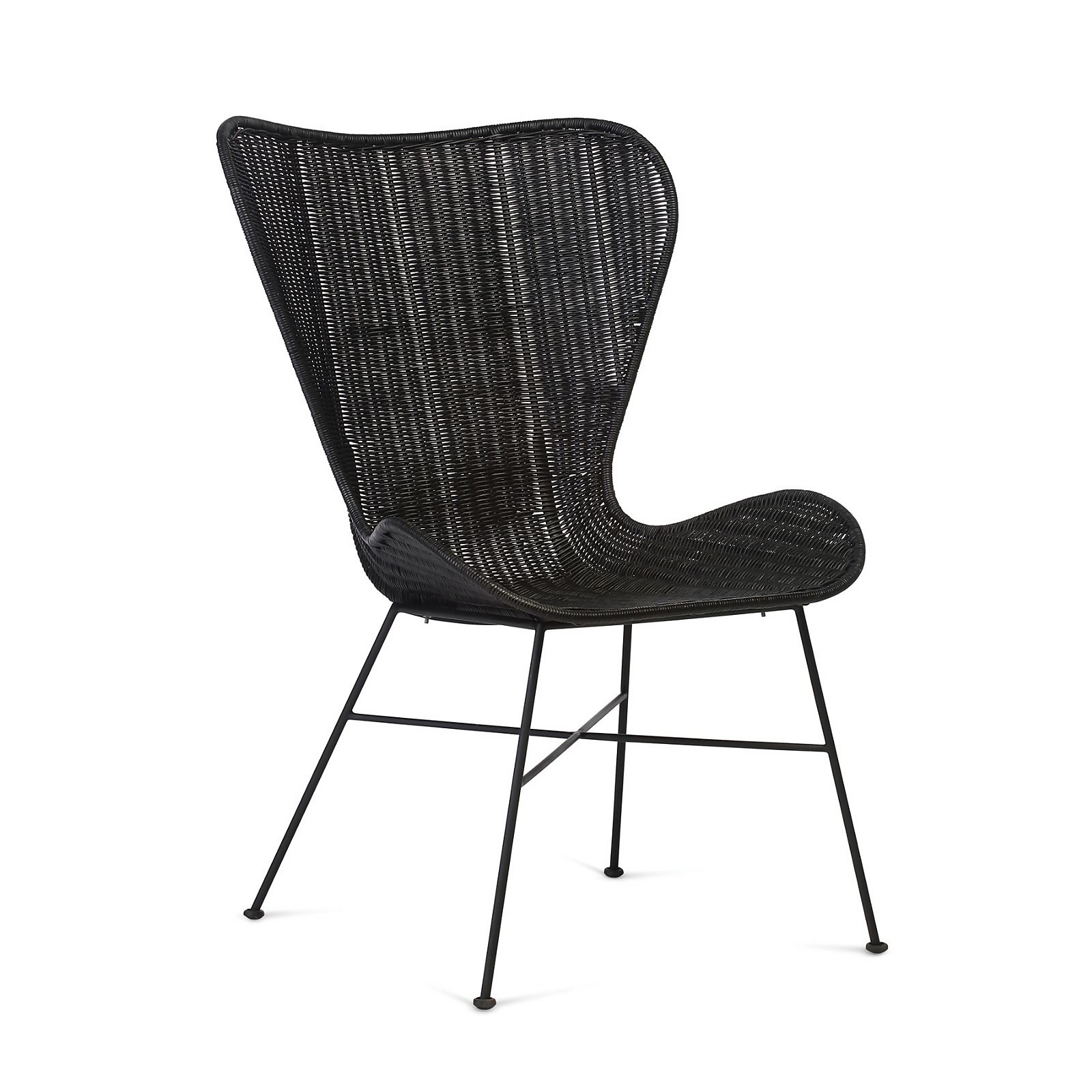 Porto Wicker Wing Chair in Black