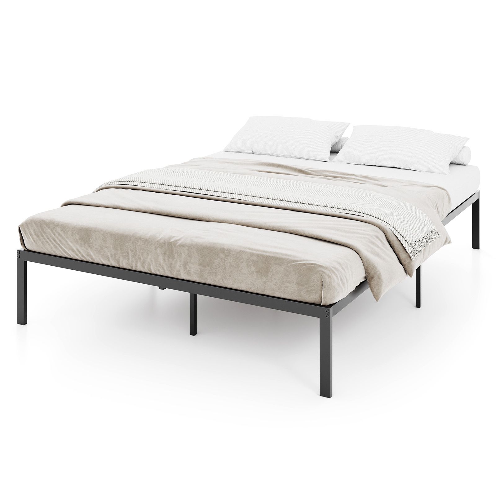 Costway Double Size/King Size Metal Bed Frame 30CM Platform Bed in Black