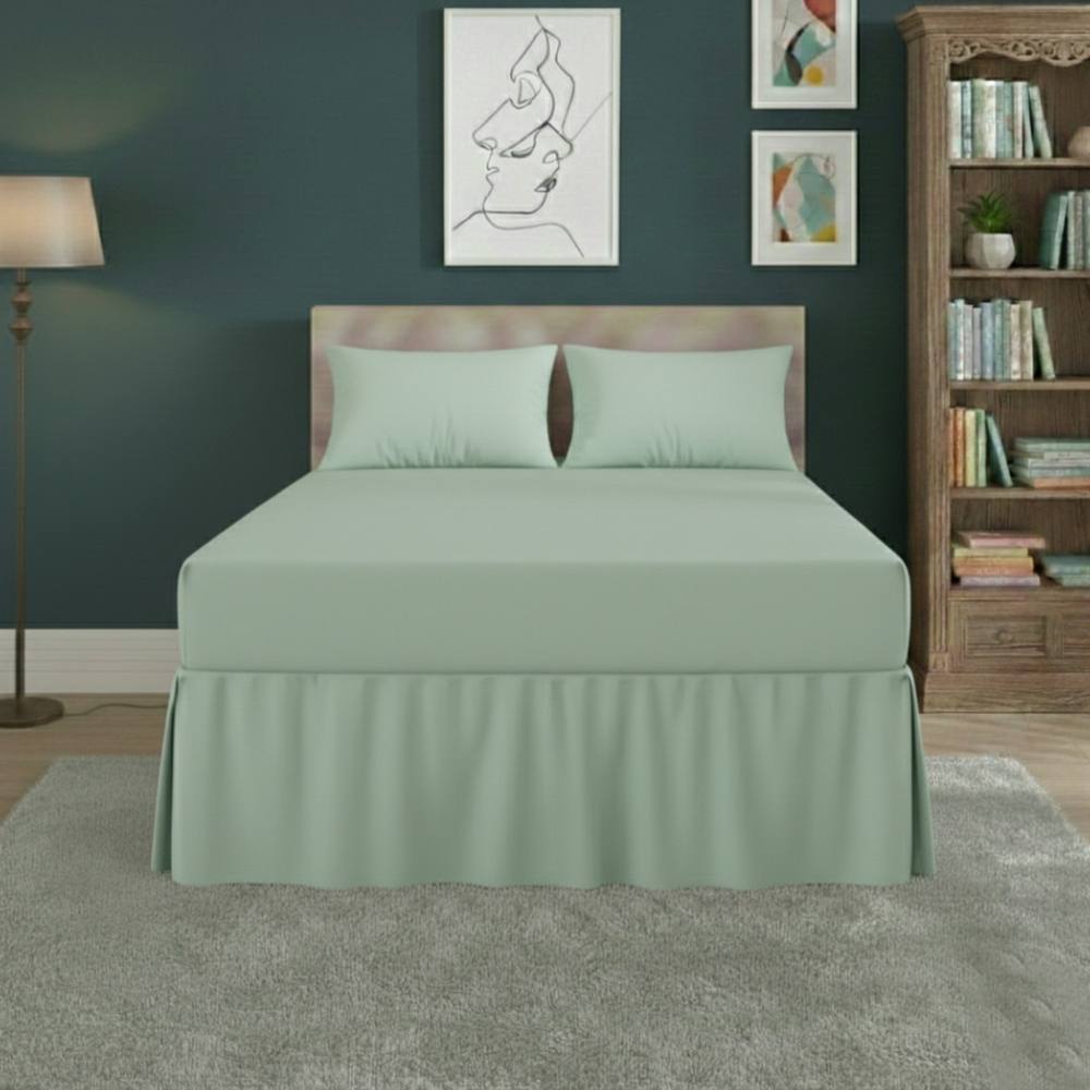Snug City Fitted Valance Bed Sheet Polycotton Mattress Cover & Frill Easy Care in Mint