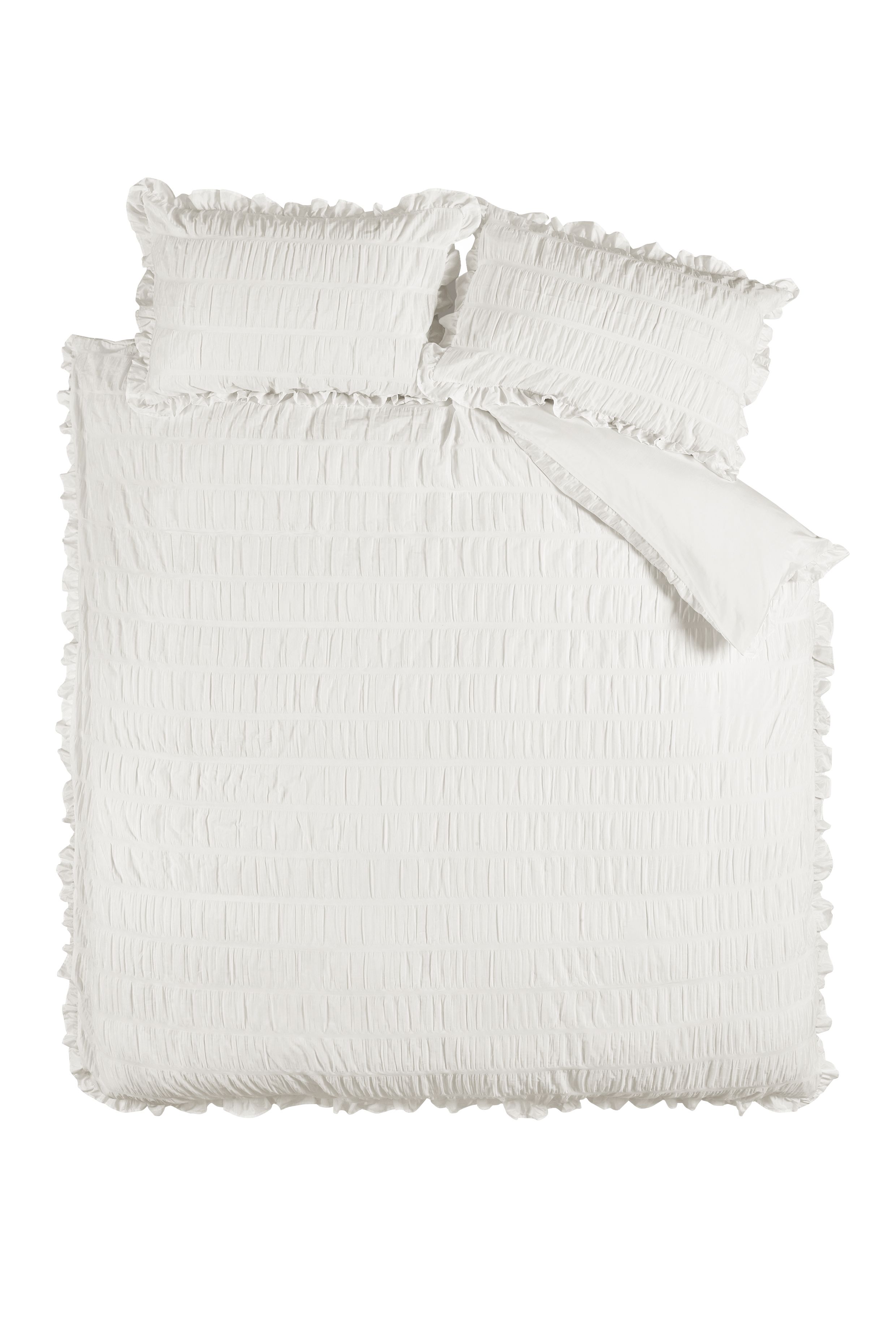Catherine Lansfield 'Seersucker Frill' Duvet Cover Set in White 4