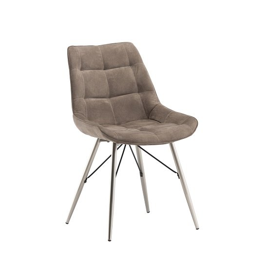 Serbia Fabric Dining Chair In Taupe With Chrome Legs