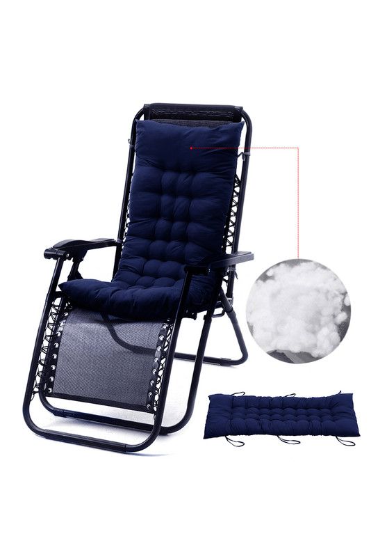 Garden Sanctuary 48x125cm Beach Lounge Seat Cushion Office Sofa Chair Cushion Rocking Chair Pad in Dark Blue