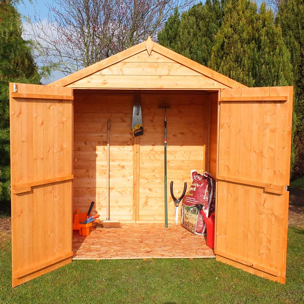 Shires Bute Shiplap Apex 6x4' Dip Treated Garden Shed Double Door with Window in Brown 5