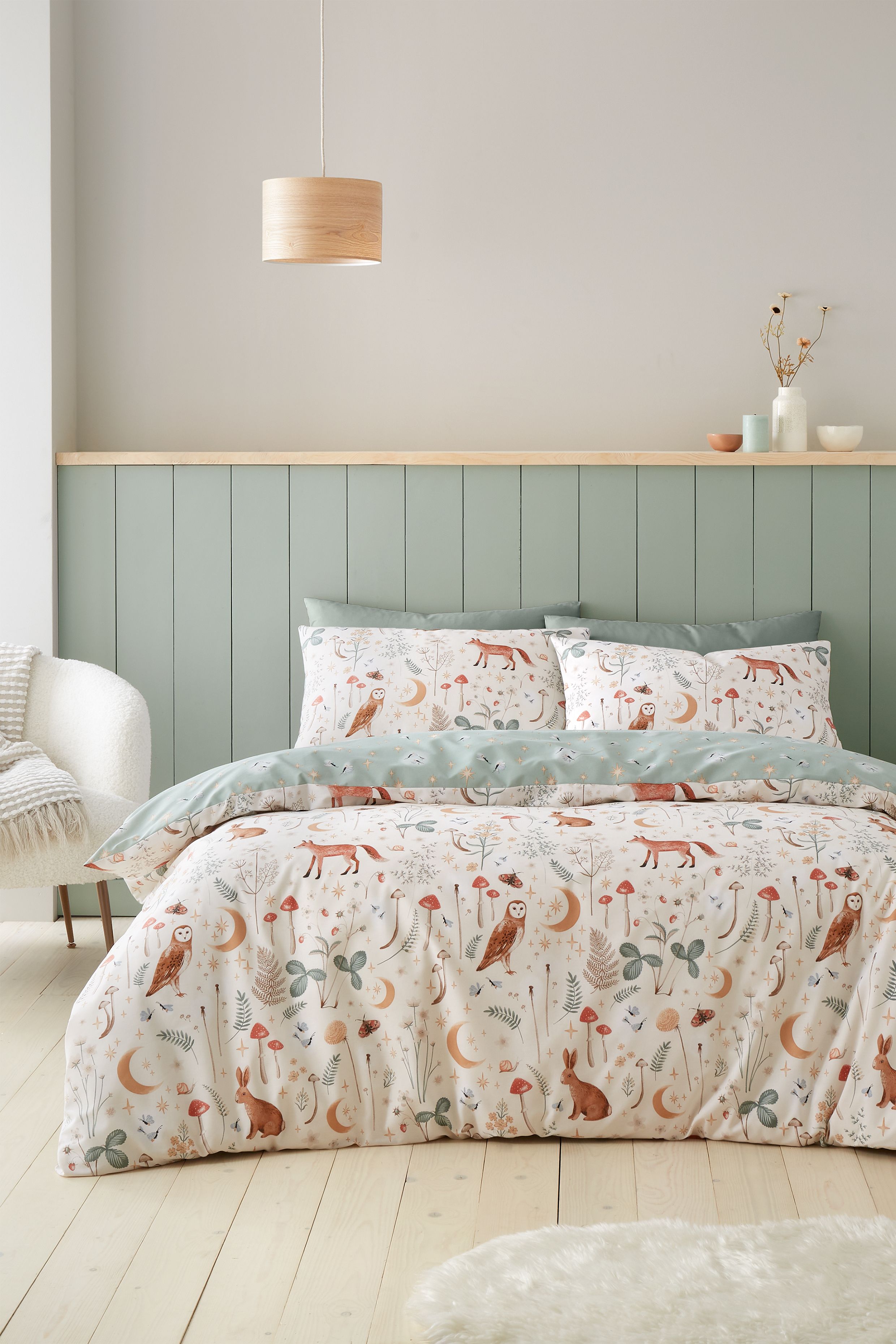 Catherine Lansfield 'Enchanted Twilight Animals' Reversible Duvet Cover Set in Natural