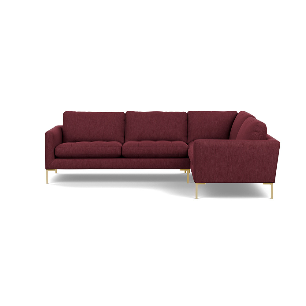 Heal's Eton Right Hand Facing Corner Sofa Smart Linen Mix Maroon Brass Feet