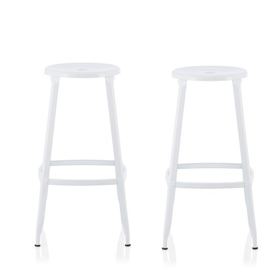 Bryson 66cm Metal Bar Stools In White In A Pair
