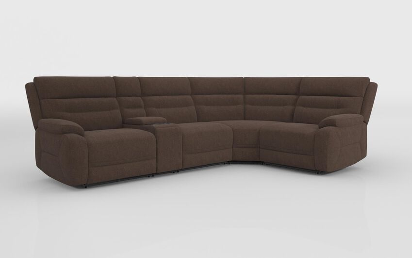 Brown Fabric Fenton 3 Corner 1 Sofa with Media Console