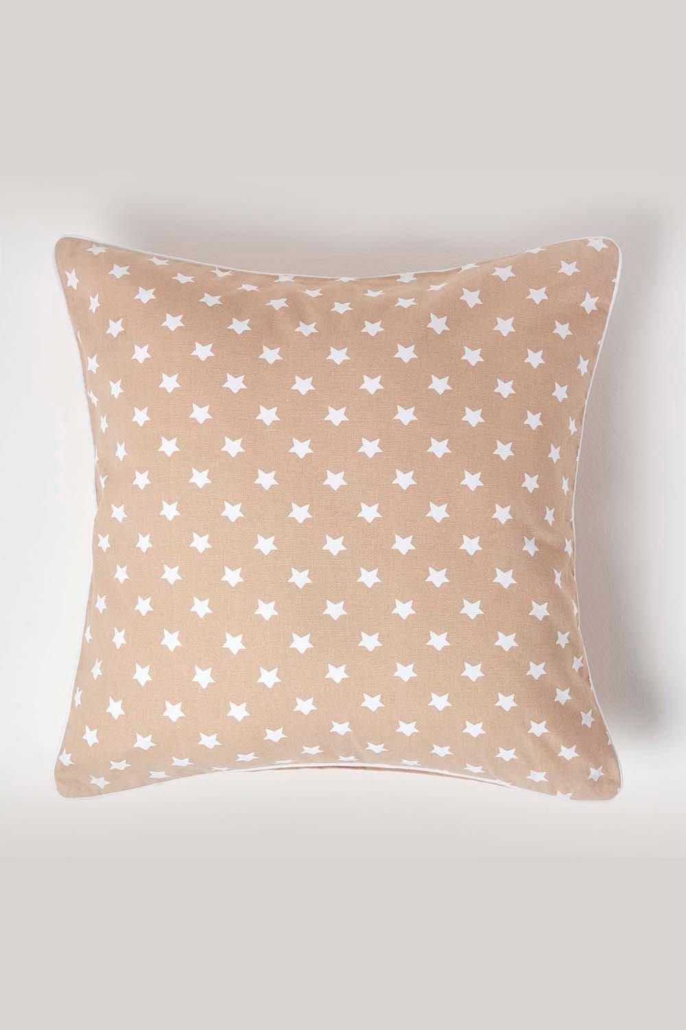 Homescapes Cotton Stars Cushion Cover in Beige