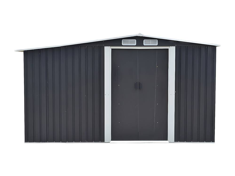Vente-unique Metal Garden Shed With Grey Galvanised Steel Wood Shed 10.29 M² in Dark Grey 2