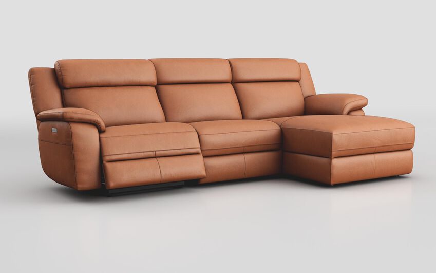 Orange Sarsina 3 Seater Sofa Left Hand Facing Power & Right Hand Facing Lounger with Head Tilt