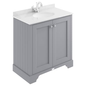 Bayswater Victrion Plummett Grey Traditional Freestanding Vanity Unit & White Marble Top Basin - 800mm