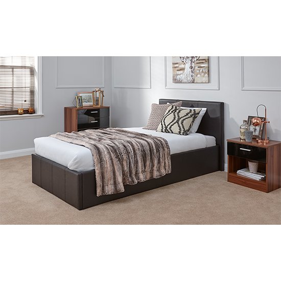 End Lift Ottoman Single Bed In Brown