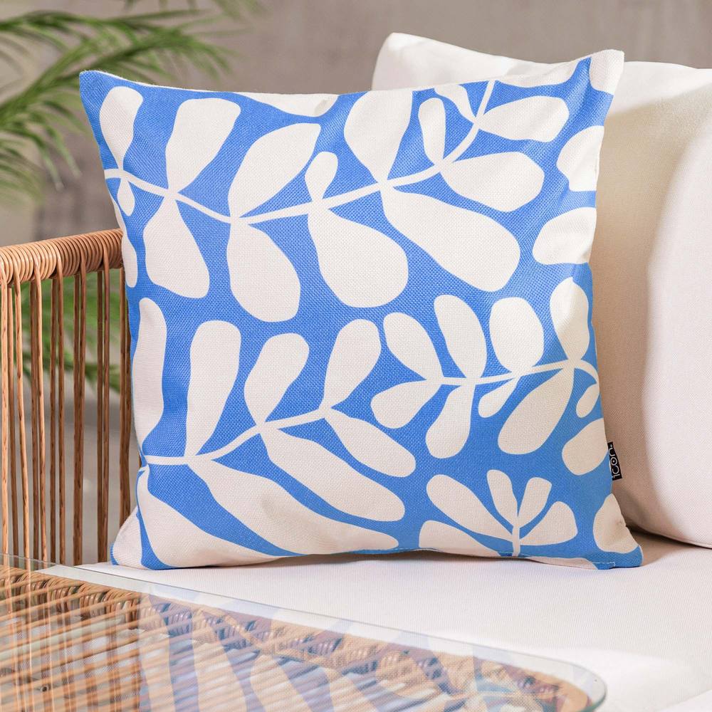 icon Cushion 43x43 Kyoto Fabric - Abstract Leaf Blue
