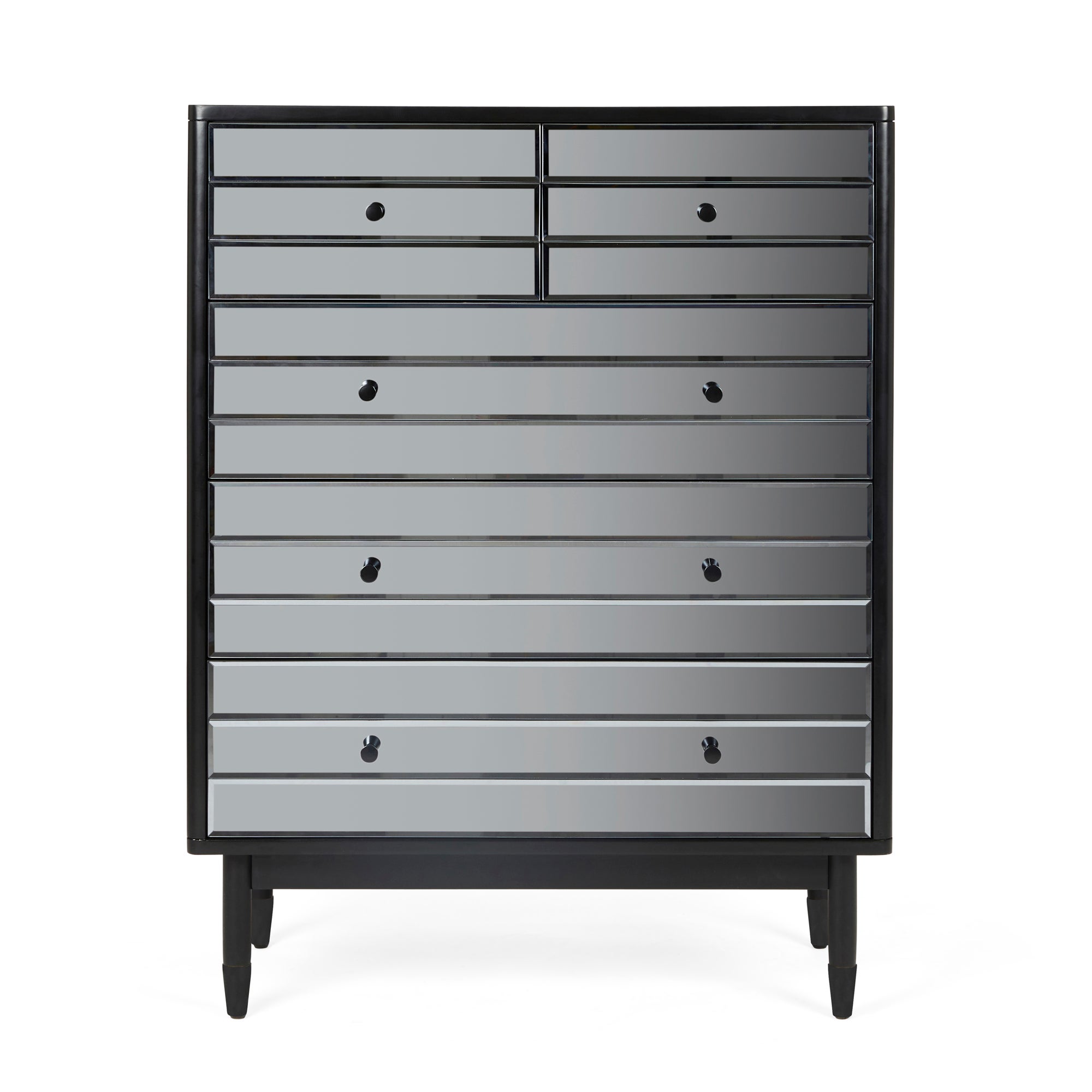 Loren Mirrored 5 Drawer Chest Black
