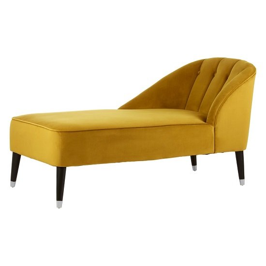 Agoront Velvet Upholstered Chaise Longue In Yellow Finish