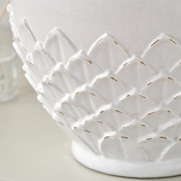 Willow White Leaf Detail Stoneware Vase 2