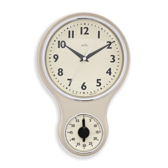 Acctim Kitchen Time Retro Quartz Timer Wall Clock