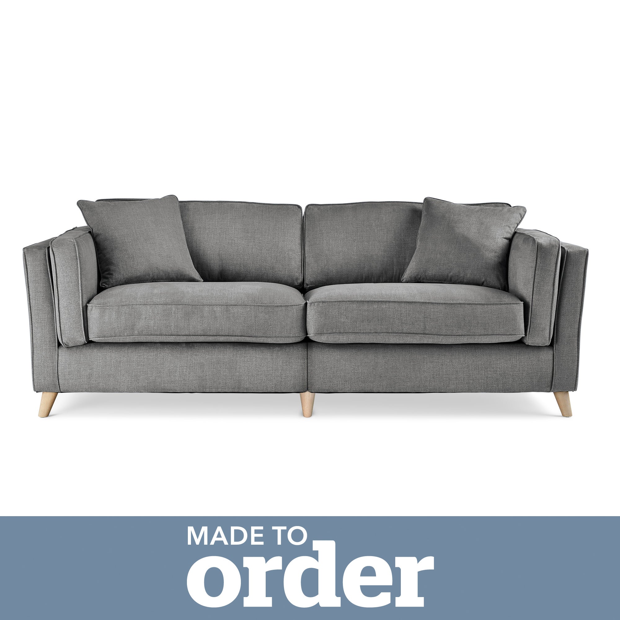 Arabella 4 Seater Sofa Brushed Plain Fabric Grey