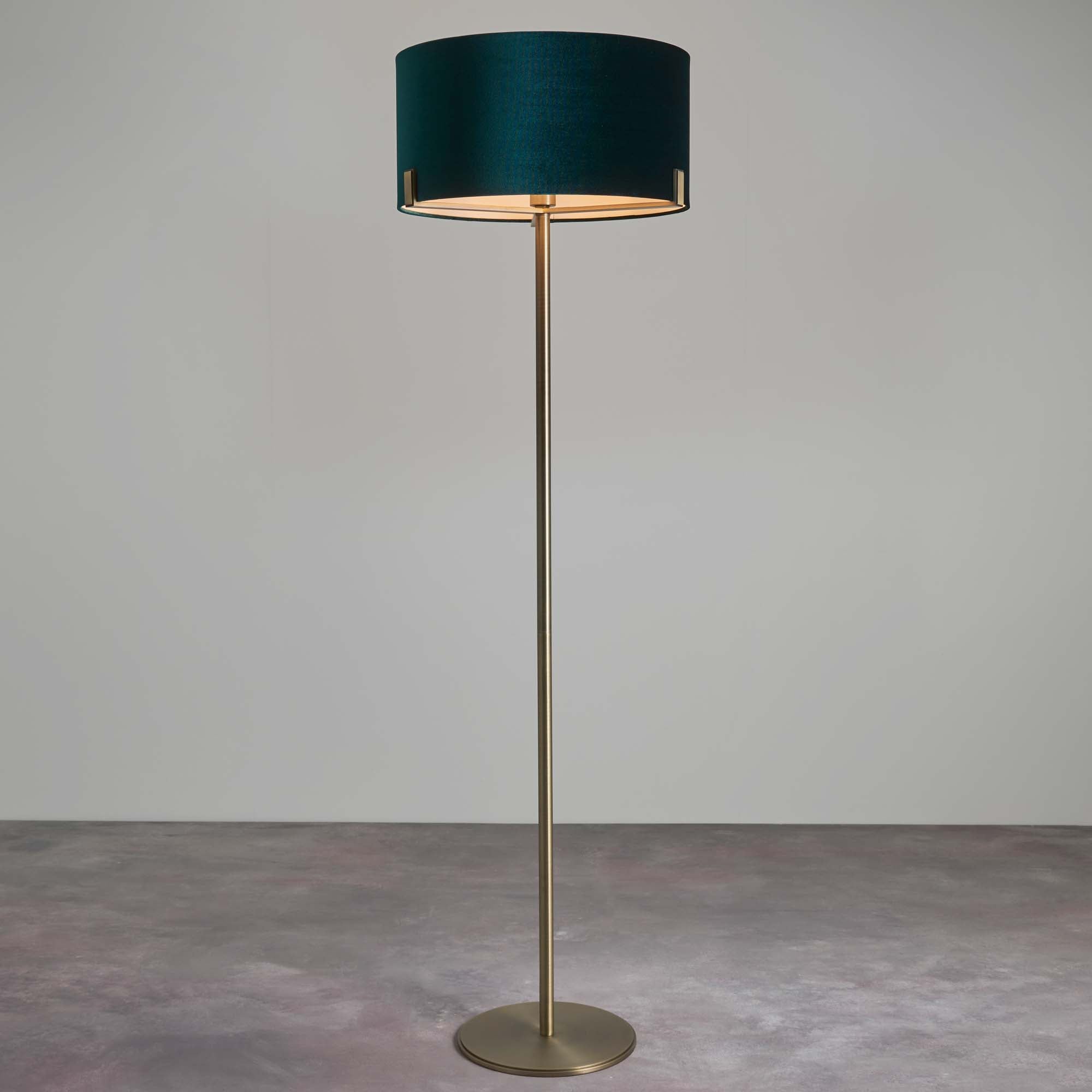 Vogue Balaton 1 Light Green Velvet Floor Lamp Green