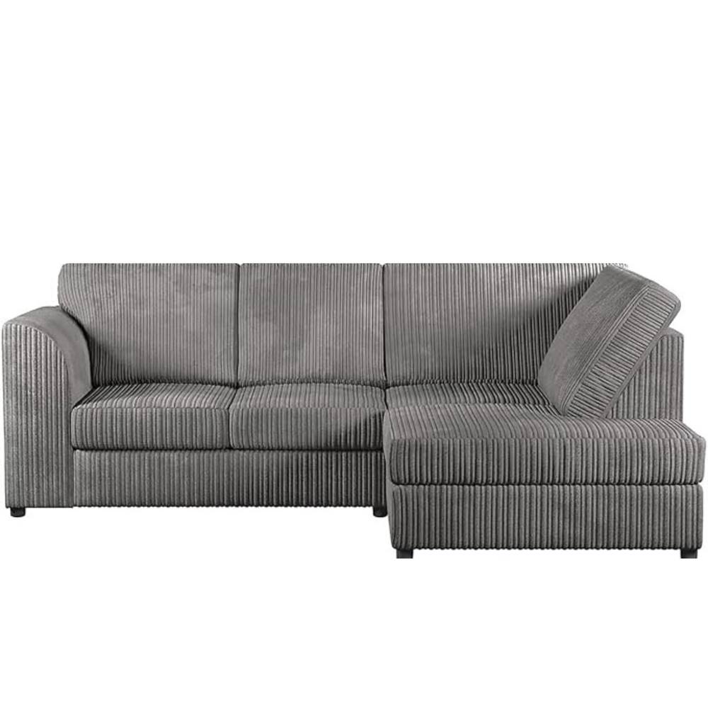 Bliss Furniture Jumbo Cord High Back Right Hand 4 Seater Corner Sofa in Grey