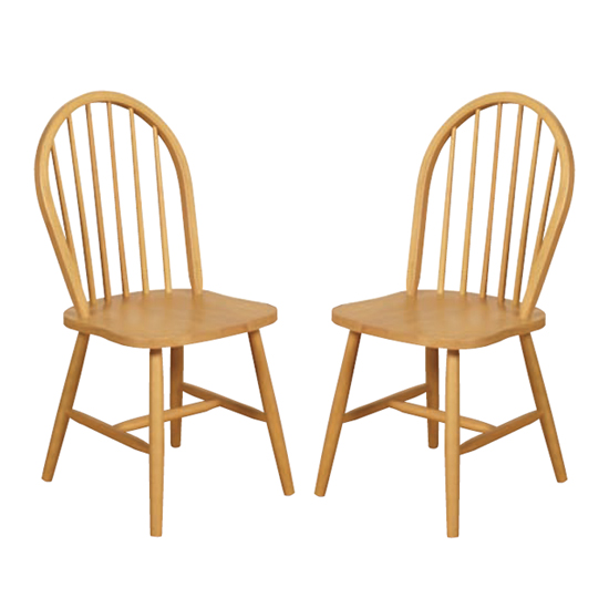 Marsic Light Oak Spindleback Dining Chair In Pair
