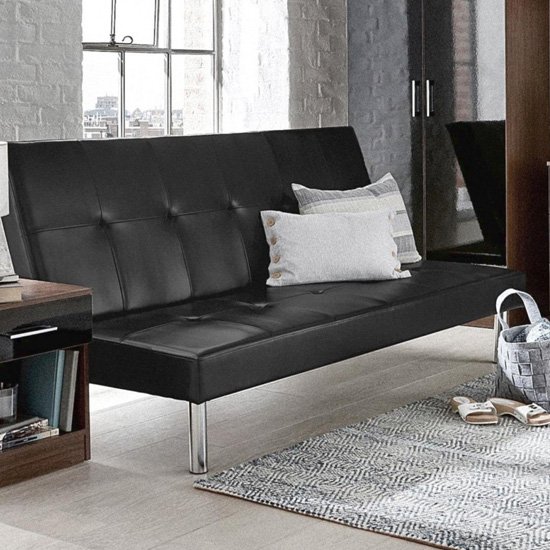 Seattle Faux Leather Sofa Bed In Black