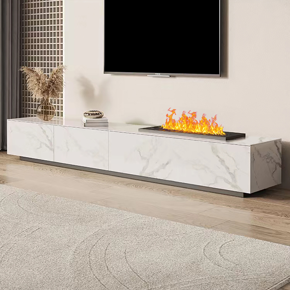 200 cm Sintered Stone Electric Fireplace Humidifier TV Stand
