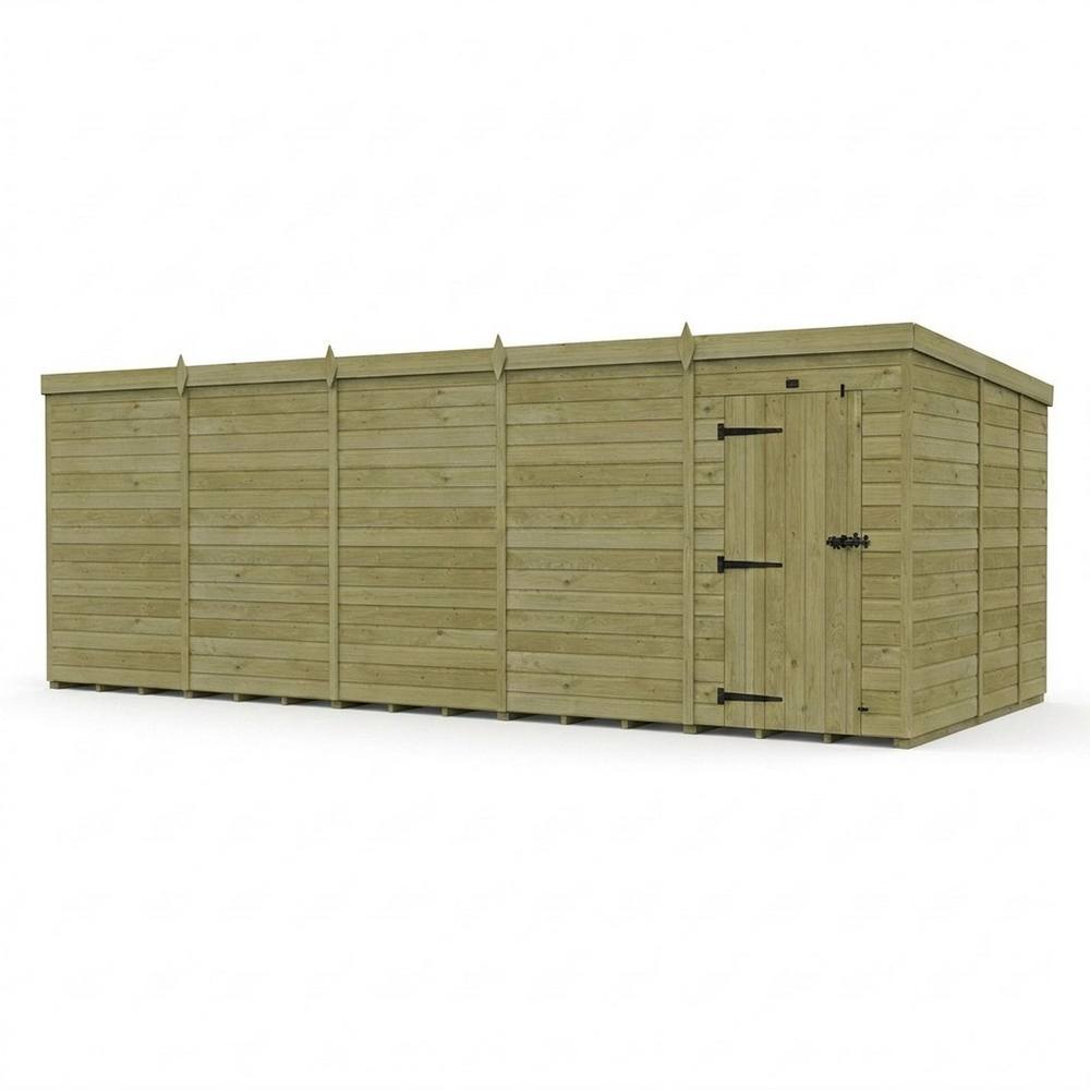 Buttercup Farm 20ft x 9ft Pent Garden Shed Single Door No Windows - Timber in Brown
