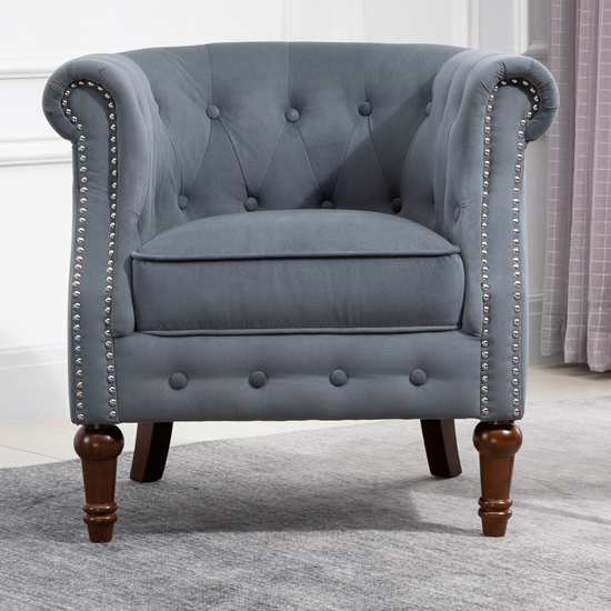Freya Fabric Upholstered Accent Chair In Grey