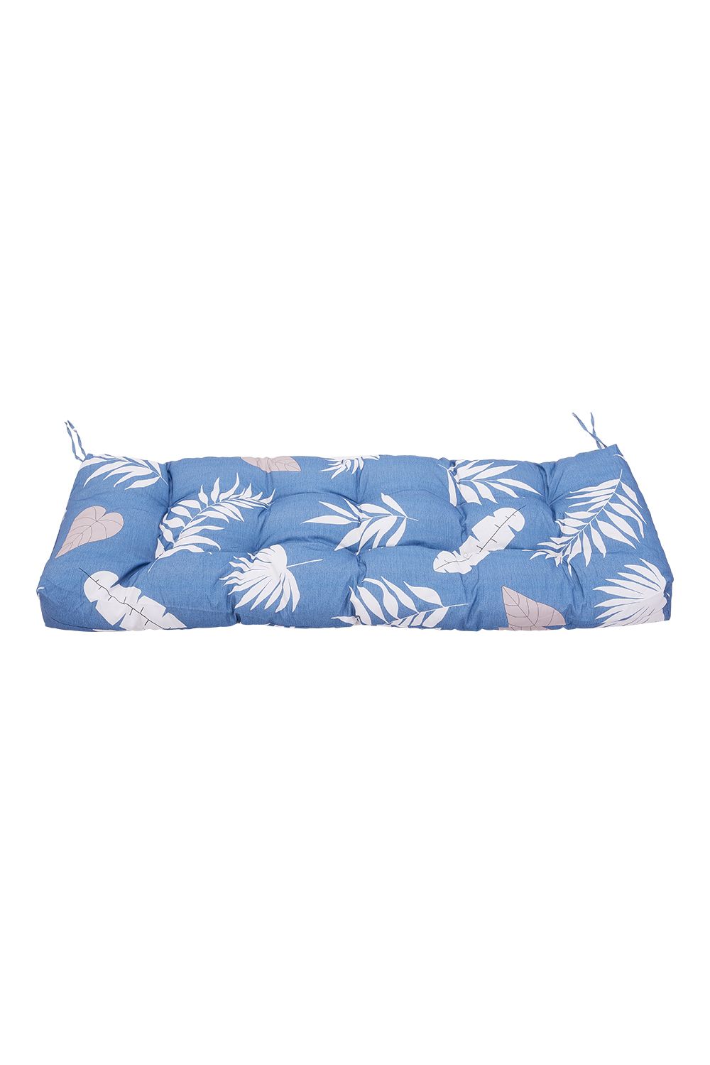 Living and Home 130cm W x 50cm D Waterproof Patio Bench Leaves Print Seat Cushion in Blue