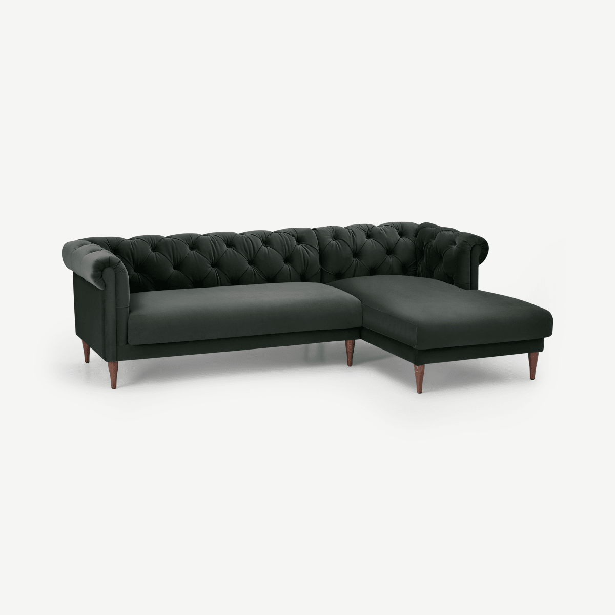 Barstow Right Hand Facing Chaise End Corner Sofa, Dark Anthracite Velvet