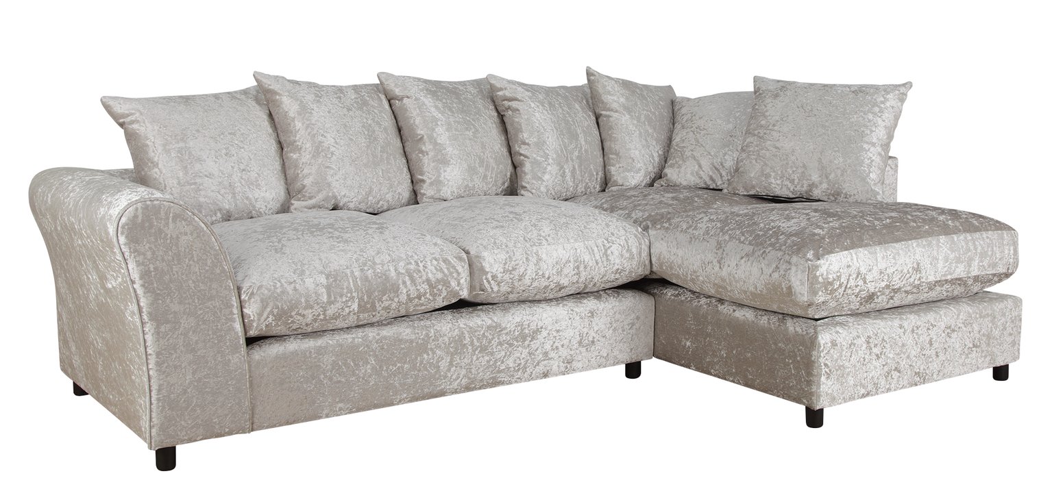 Argos Home Megan Large Right Corner Fabric Sofa - Silver