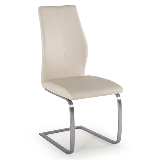 Irma Faux Leather Dining Chair In Taupe With Steel Legs