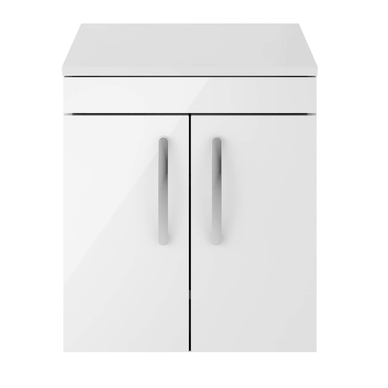 Balterley Rio 500mm Wall Hung 2 Door Vanity With Worktop - Gloss White