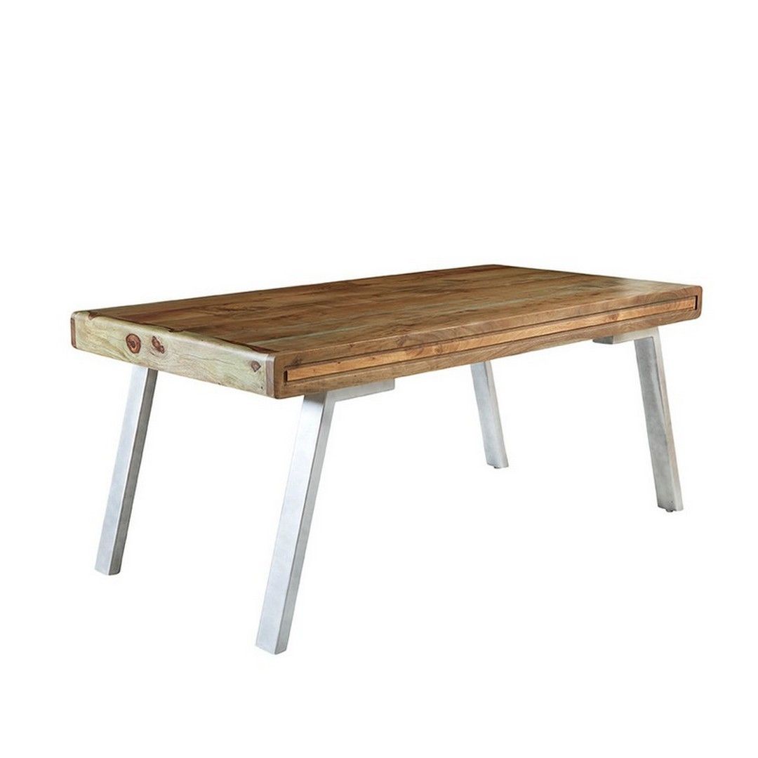 Indian Hub Aspen Large Dining Table - Metal/Wood - L90 x W180 x H76 cm in Brown