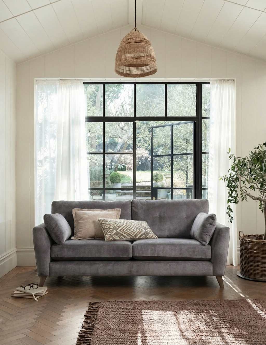 BARKER AND STONEHOUSE Ellis Chenille 3 Seater Sofa Charcoal