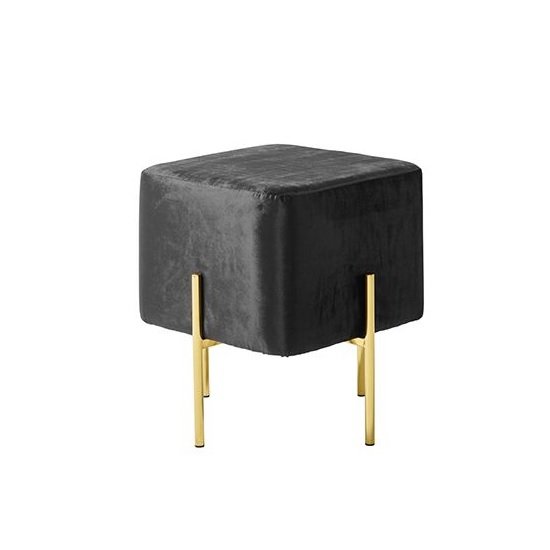Ryman Stool In Black Velvet And Gold Plated Stainless Steel