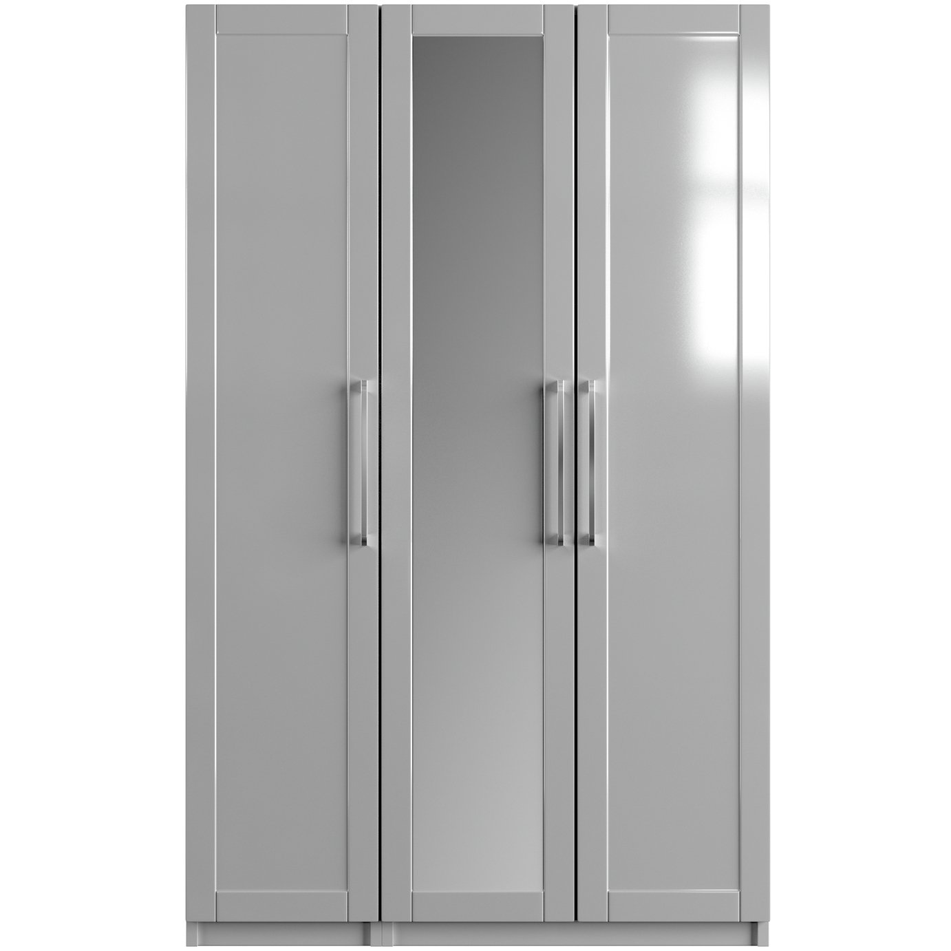 One Call Colby Gloss 3 Door Mirrored Wardrobe - Dark Grey