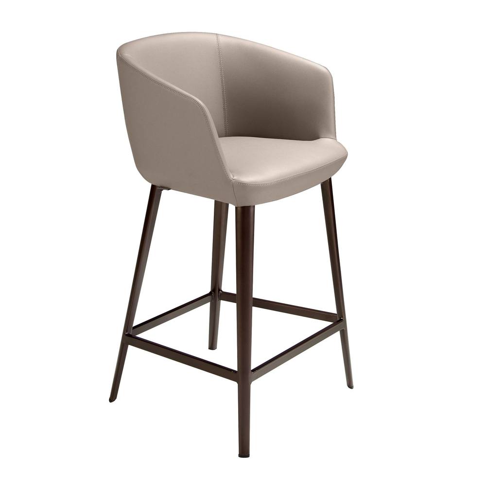Angel Cerda Taupe Grey Leatherette Stool 56x53x91 cm, Brown Steel