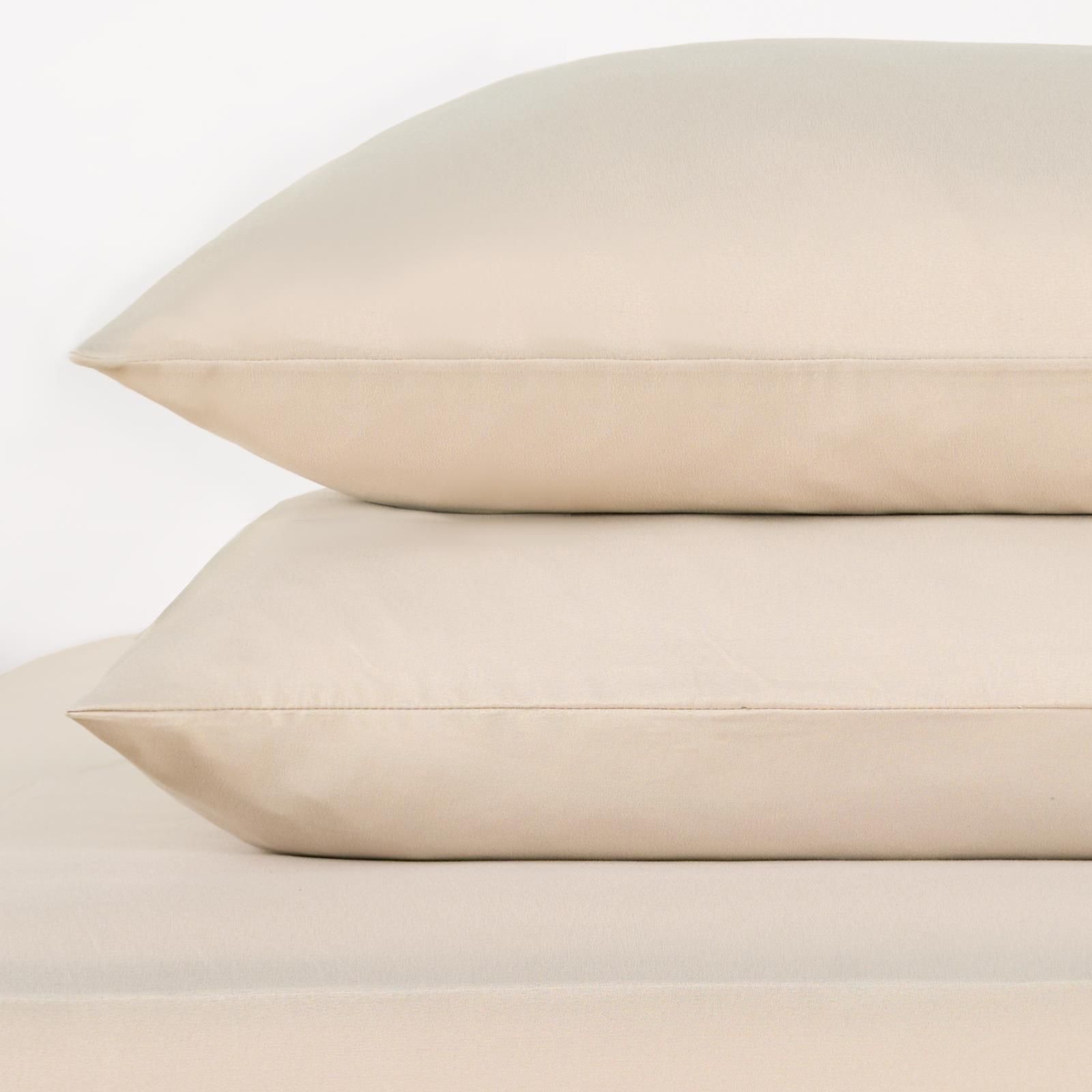 OHS 2 Pack Soft Microfibre Wrinkle Resistant Housewife Pillowcases in Natural