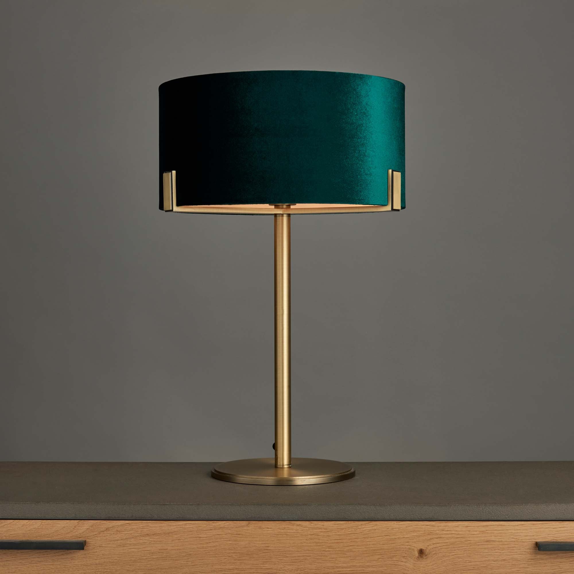 Vogue Balaton 1 Light Green Velvet Table Lamp Green