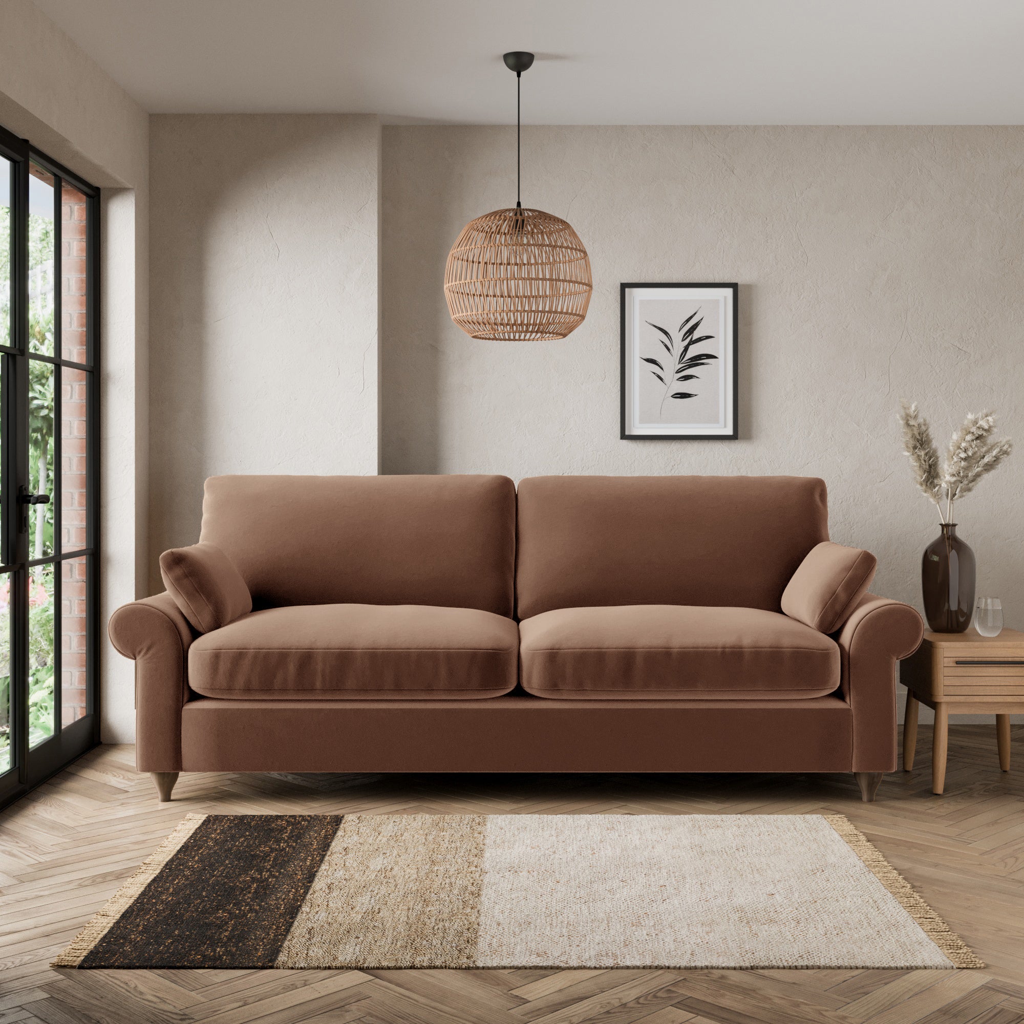 Salisbury Luxury Velvet 4 Seater Sofa Luxury Velvet Pinecone